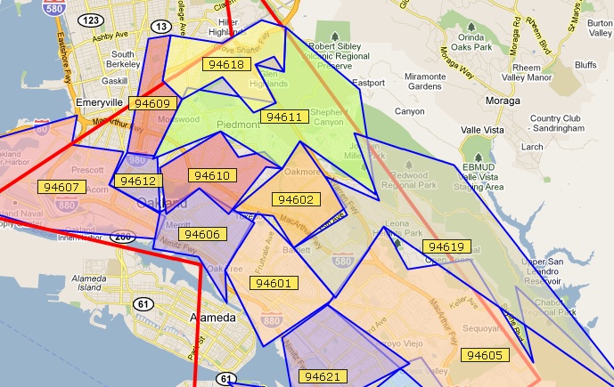Information about "Zip Code Map of Oakland.jpg" on zip codes - Oakland - LocalWiki